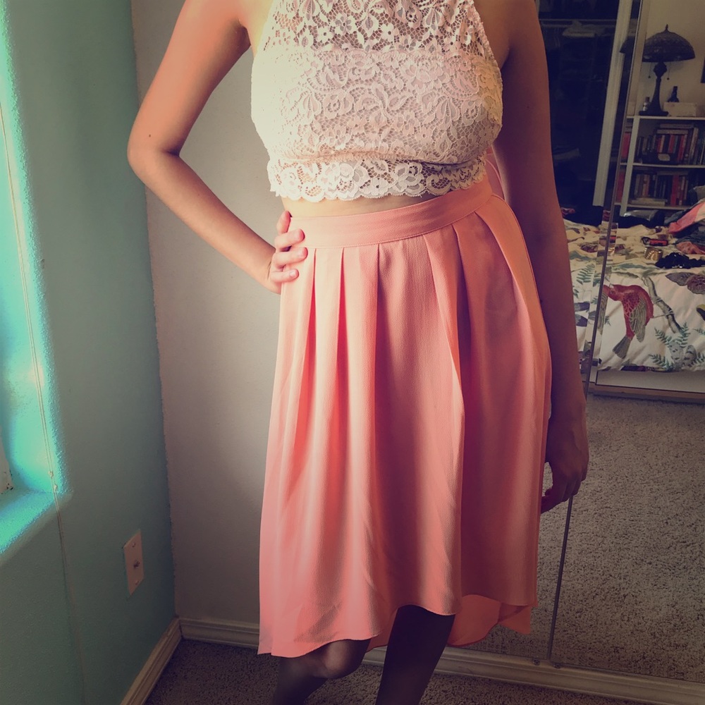 Pink high waisted skirt